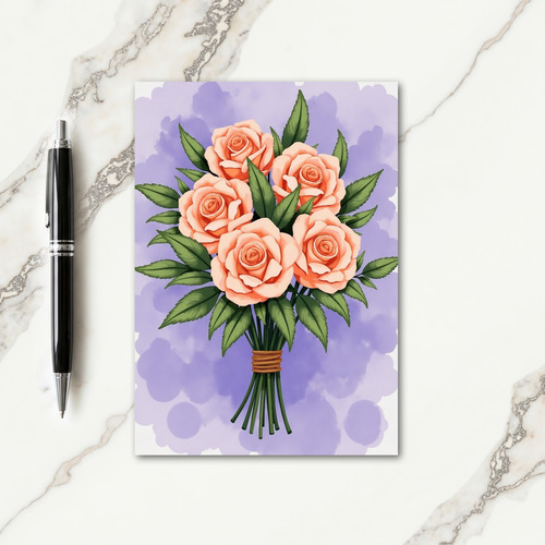 Peach Roses Mothers Day Floral Card