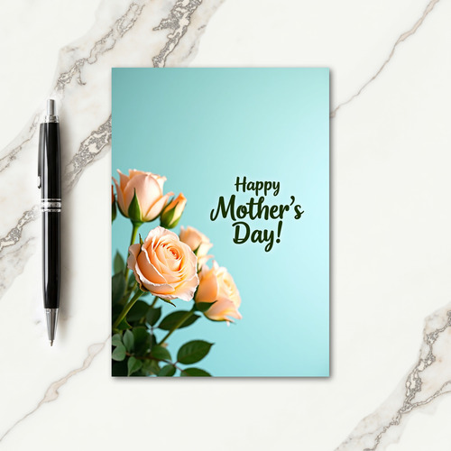 Peach Roses Mothers Day Message Card