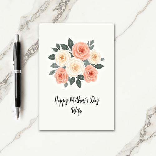 Peach Roses Wifes Day Card