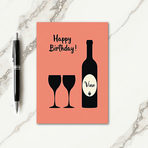 Peach Silhouette Birthday Card