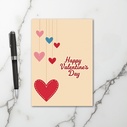 Peach Stitched Valentines Day Card