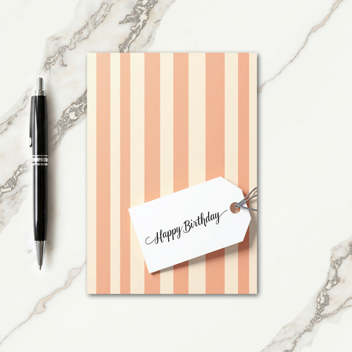 Peach Striped Birthday Card
