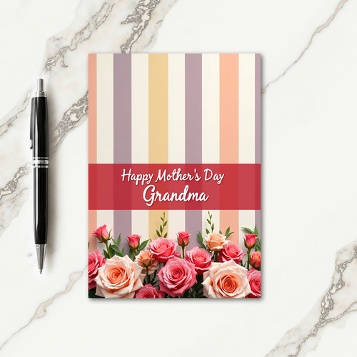 Peach Stripes Mothers Day Card