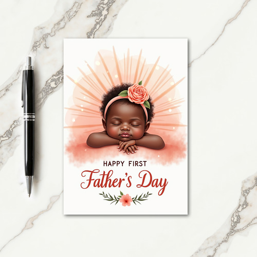 Peach Sunburst Fathers Day Card