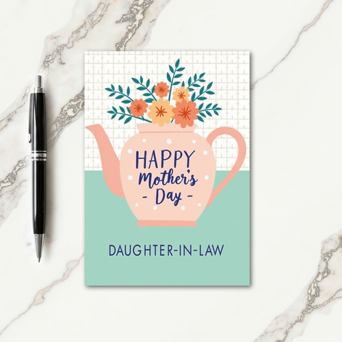 Peach Teapot Mothers Day Card