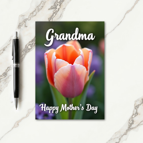 Peach Tulip Grandma Mothers Day Card