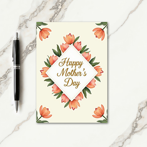 Peach Tulips Mothers Day Card