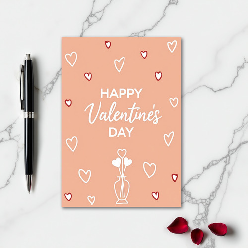 Peach Valentine Hearts Art Card