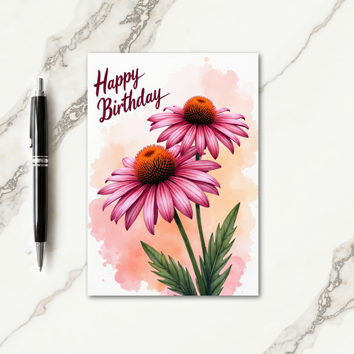 Peach Watercolor Birthday Card