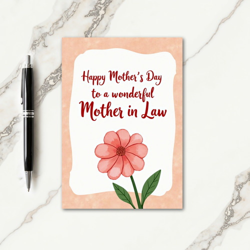 Peach Watercolor Mothers Day Card