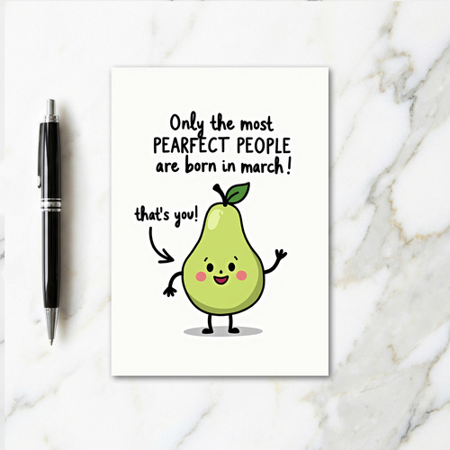 Pear March Birthday Card