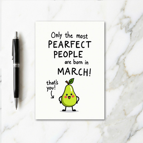 Pear Person March Birthday Card