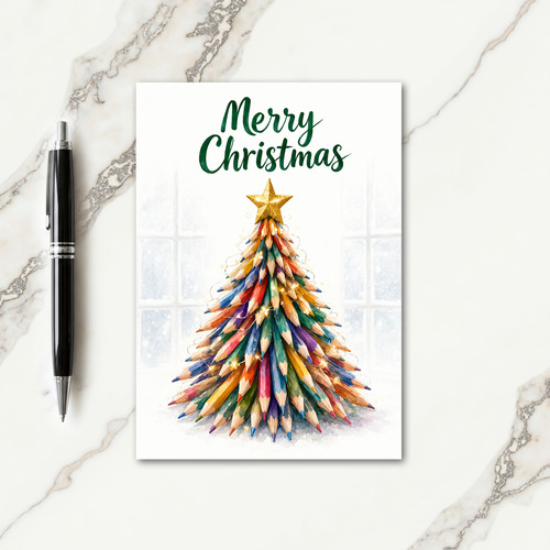 Pencil Christmas Tree Card