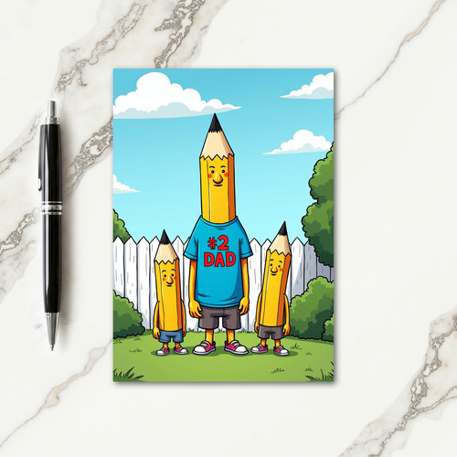 Pencil Family Fathers Day Card