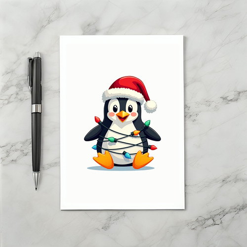 Penguin Christmas Winter Animals Holiday Card