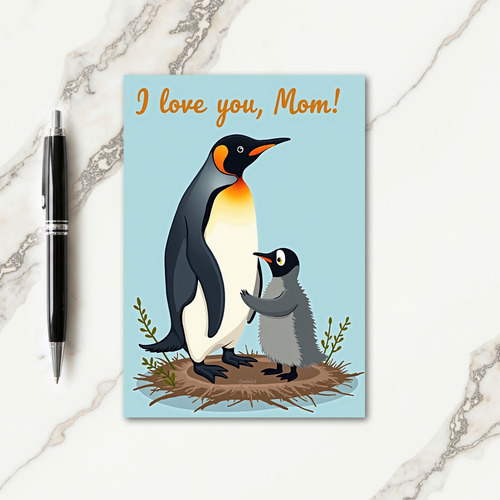 Penguin Love Moms Day Greeting Card