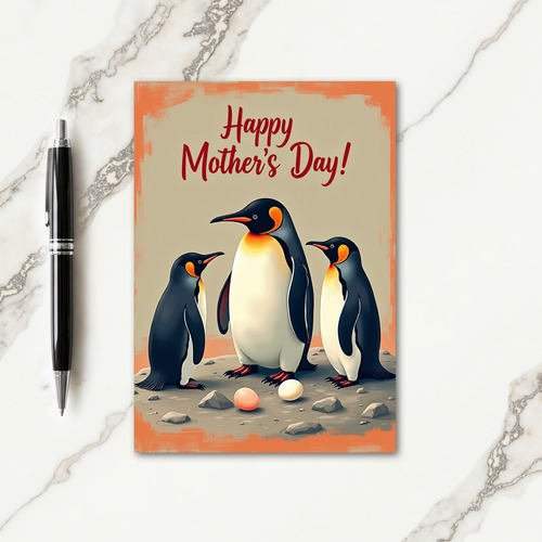 Penguin Mothers Day Family Card
