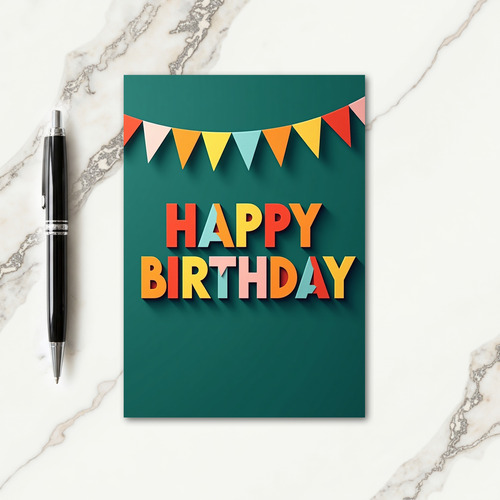 Pennant Birthday Wishes Card