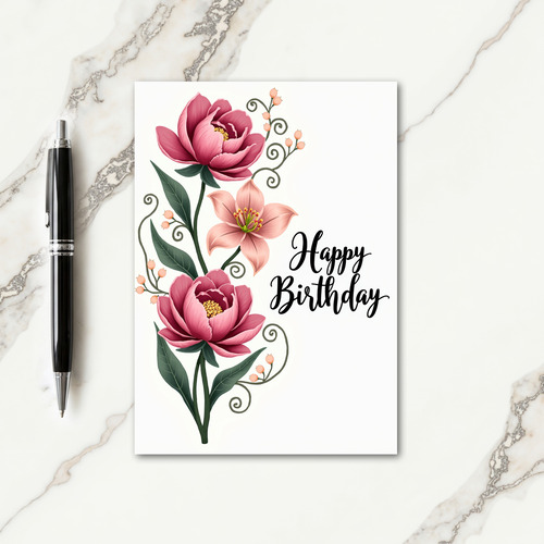 Peony Bloom Birthday Card