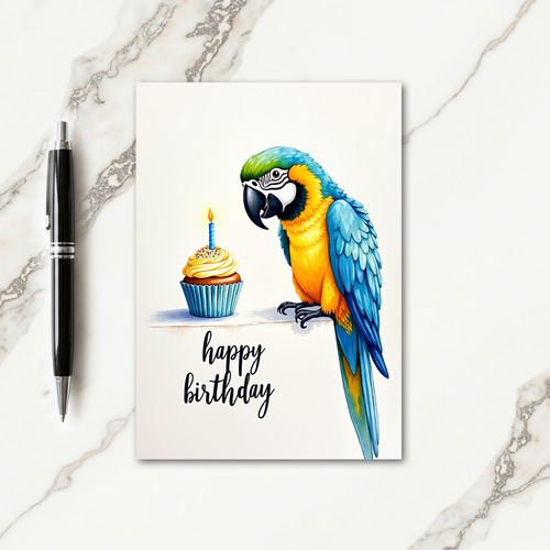 Perching Bird Birthday Card