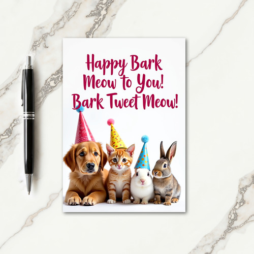 Pet Friends Birthday Card
