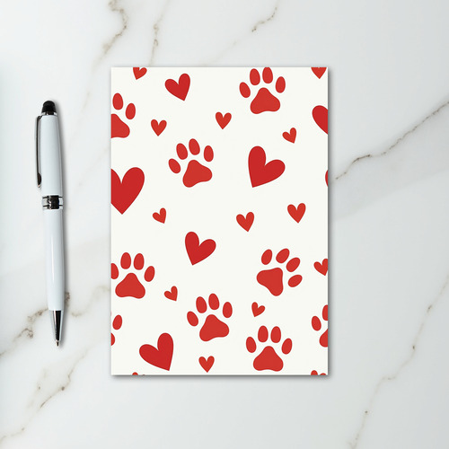 Pet Love Paw Print Hearts Card