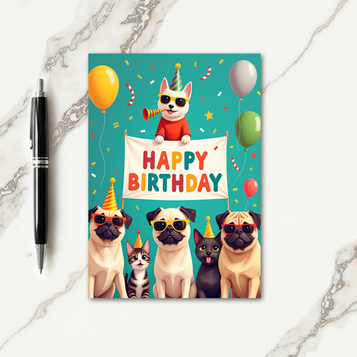 Pet Party Birthday Cheer Card