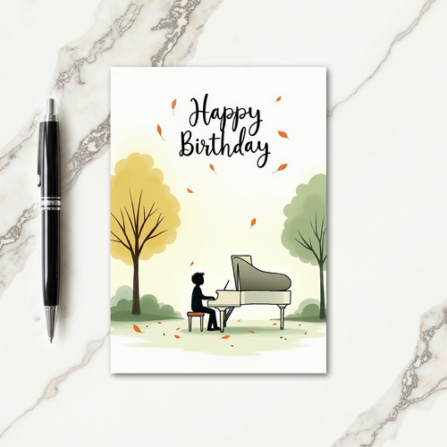 Piano Melody Birthday Card