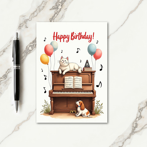 Piano Music Birthday Friend Card