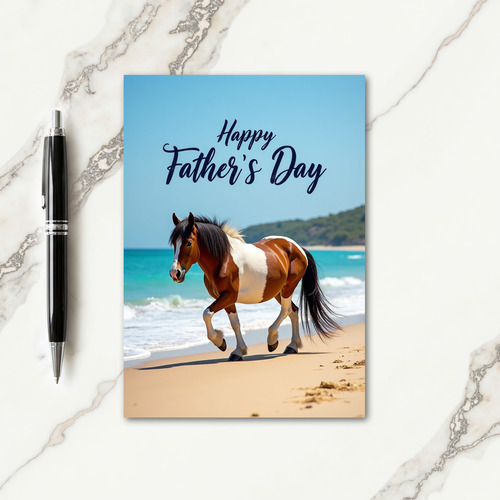 Piebald Horse Sweet Fathers Day Card