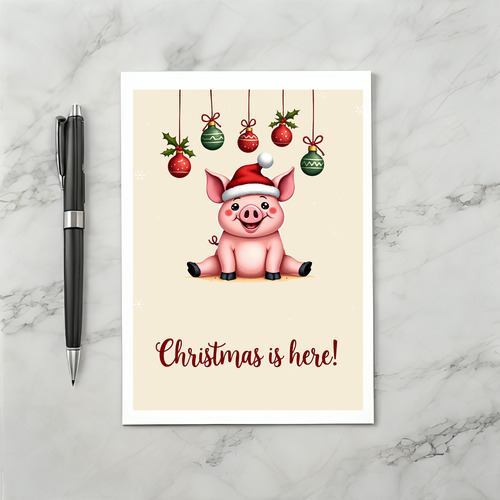 Pig Merry Christmas Animals Pigs Holiday Card