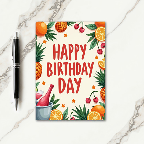 Pineapple Cherry Birthday Card