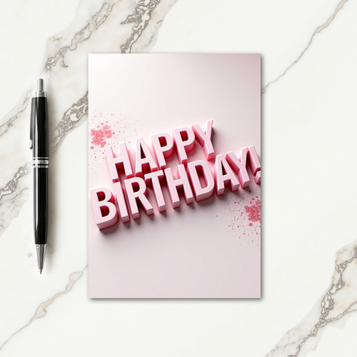 Pink 3D Birthday Card