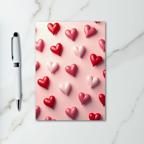 Pink 3D Hearts Valentines Day Card