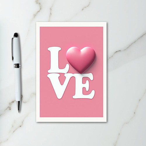 Pink 3D Love Valentines Card