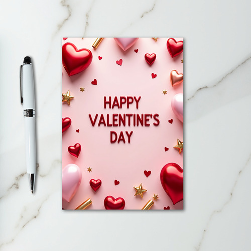 Pink 3D Valentines Day Card