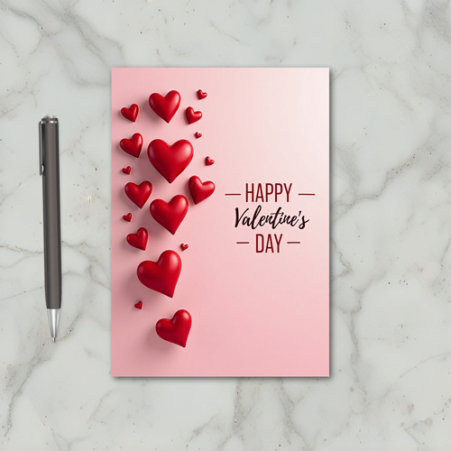 Pink 3D Valentines Day Hearts Card
