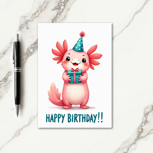 Pink Amphibian Birthday Party Card