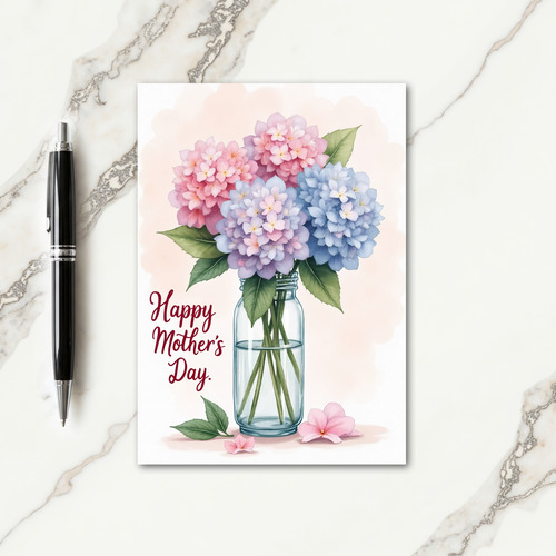 Pink And Blue Floral Art Card