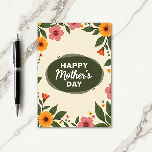 Pink And Gold Floral Card