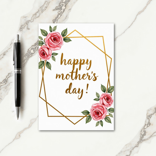 Pink And Gold Mothers Day Card