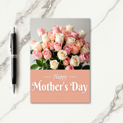 Pink And Ivory Roses Card