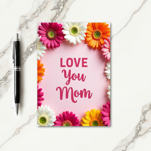 Pink And Magenta Love You Mom Card