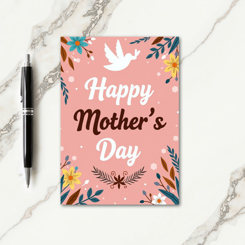 Pink And Teal Mothers Day Card