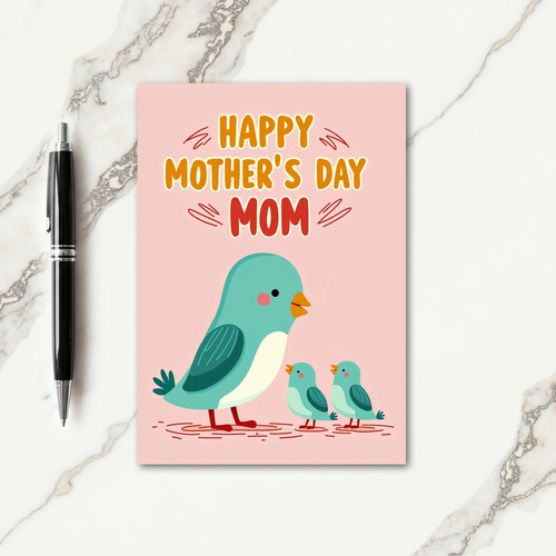 Pink Avian Family Card