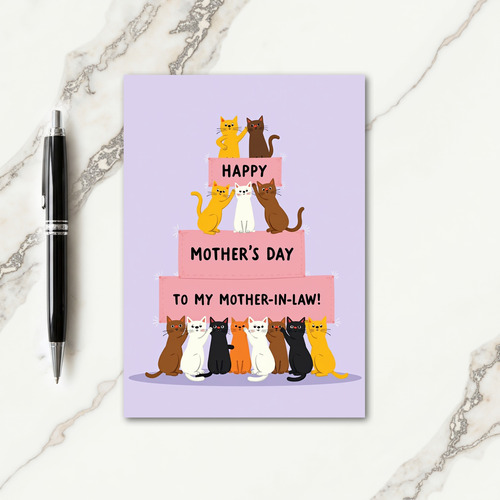 Pink Banner Cats Sweet Mothers Day Card