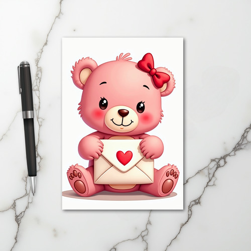 Pink Bear Valentine Love Card