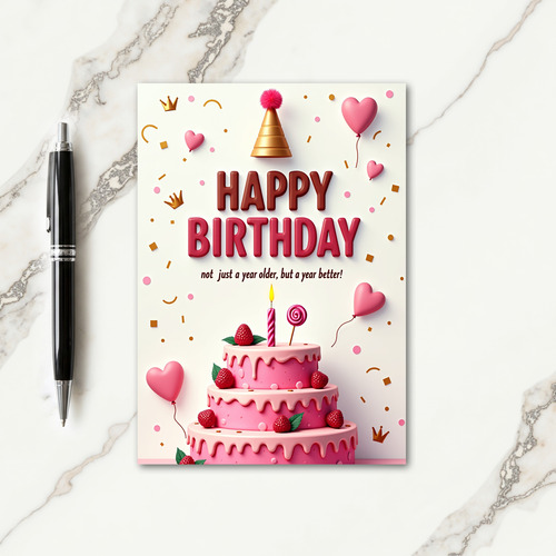 Pink Berry Birthday Card