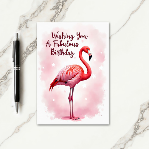 Pink Bird Birthday Card