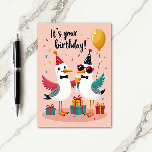 Pink Birds Celebration Card